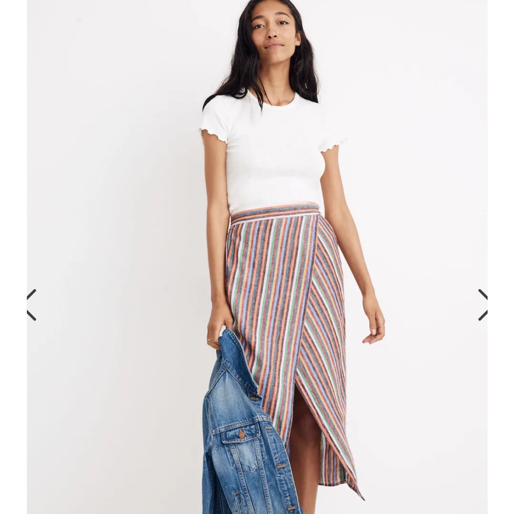 Madewell | Linen Overlay skirt in rainbow stripe size XXS